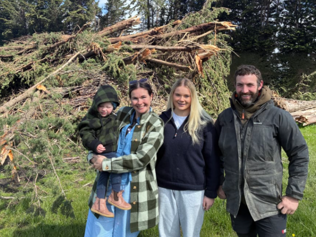 Winton deer farmer Cam Nelson with his family. Photo: RNZ