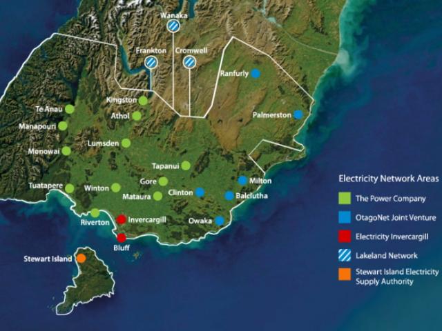 A map shows the power outage situation around the South as at noon today. Photo: PowerNet