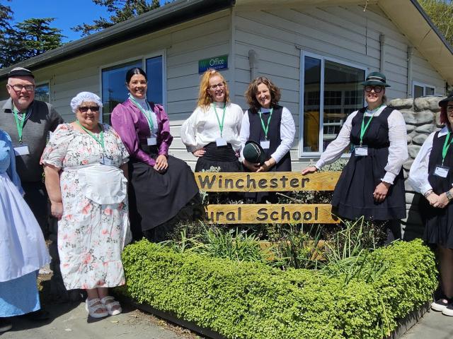 Winchester Rural School staff get in the jubilee spirit by dressing up in historical attire and...