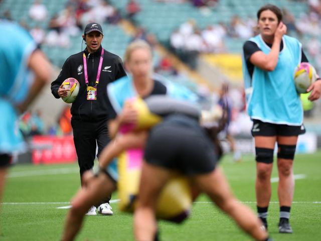 Head coach Allan Bunting during the warm-up before the bronze final match between New Zealand and...
