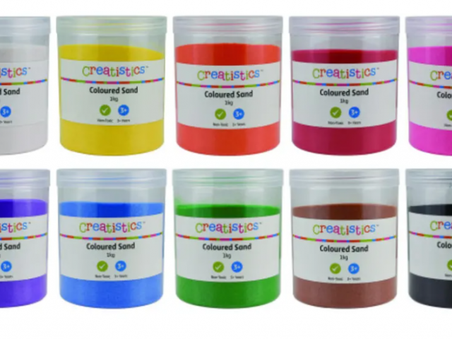 Creatistics Coloured Sand is sold in various colours. Photo: Supplied / Product Safety NZ