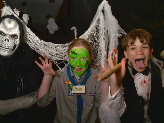 St Kilda Scouts (from left) Mack Love, 13, Ruby Adie-Kinraid, 12 and Jeremy Wister, 12, prepare...