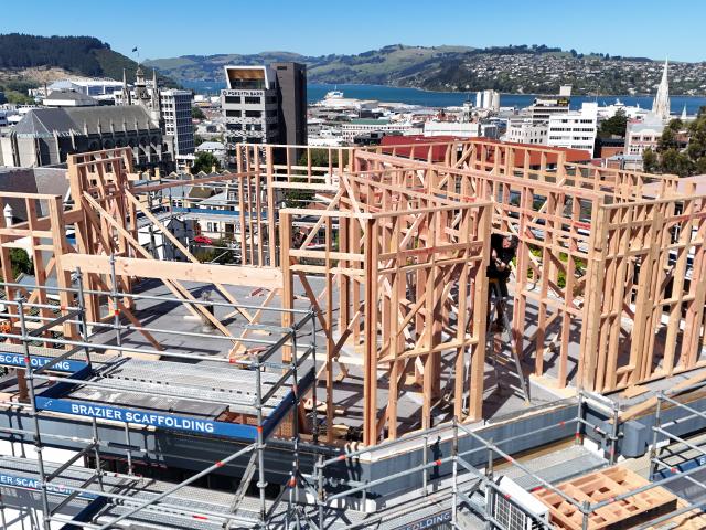 Another storey is being added to a Smith St home in Dunedin. PHOTO: STEPHEN JAQUIERY
