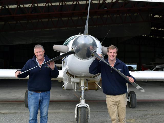 Otago Airspread co-owners Des Neill and his son Ryan Neill at Gore Airfield. PHOTO: SRL FILES