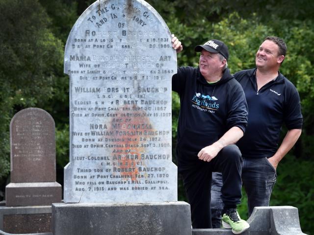Otago Military Historical Group members Peter Trevathan (left) and Bernie Flaherty at Lieutenant...