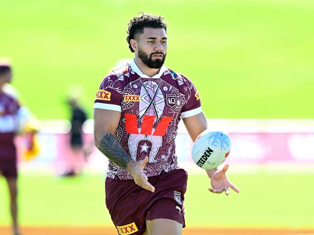 Jojo Fifita trains with the Queensland team ahead of his State of Origin debut tomorrow night....