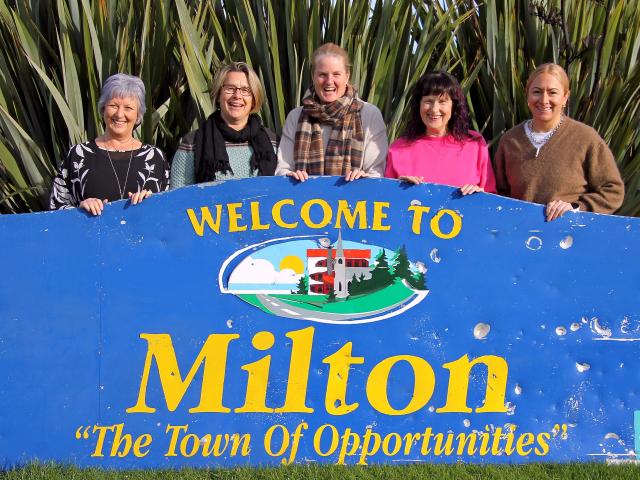 Hoping for the successful sale of the sign are Bruce Community Facilities Trust fundraising ...