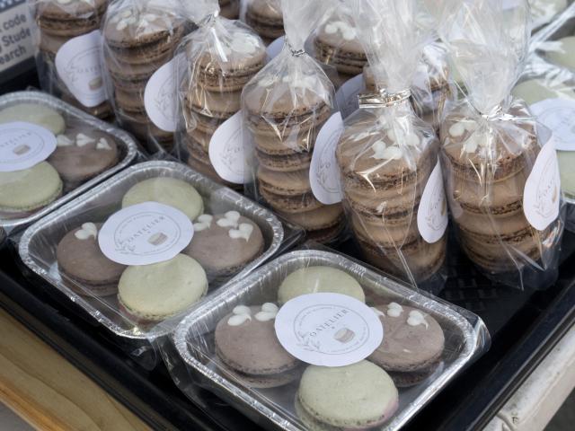 Otago Polytechnic Culinary Arts students’ oat creme stacks on sale at Otago Farmers Market....