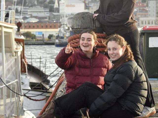 University of Otago students (from front) Amy Jordan, Mila Smith de Zeeuw and Ella Peterson...