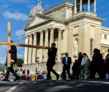 Members of Oamaru’s various churches participate in the Walk of the Cross, from St Patrick’s...