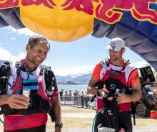Richie McCaw (R) and Bob McLachlan after day one at Red Bull Defiance in Wanaka. Photo: Reuters 