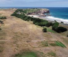 Western Australian tourists Byron Hudson and Robbie Cunningham enjoy a round of golf at the...