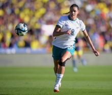 Grace Jale in action for New Zealand against Colombia. Photo: Getty