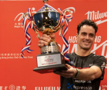 Paul Coll celebrates his win in Hong Kong. Photo via NZ Herald 