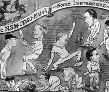 Impressions by cartoonist McIntyre of players in the Otago v New South Wales cricket match at...