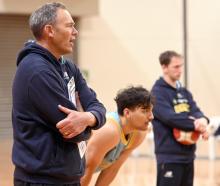 Otago Nuggets coach Brent Matehaere lays down the instructions during a training session at the...