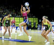 Kate Heffernan of the Steel in action during the ANZ Premiership netball match between the Pulse...