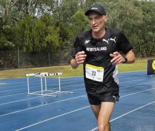 Dunedin runner John Bayne pounds the track during the IAU 24hr race in Canberra. PHOTO: SUPPLIED