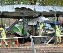 The truck which crashed in the Octagon on Saturday. PHOTO: ODT FILES