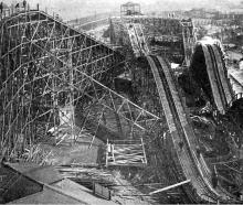 The "scenic railway" roller-coaster under construction for the British Empire Exhibition at...