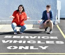 Dunedin students Jamee Jenkins and Matthew Davis have been left puzzled by a misspelled parking...