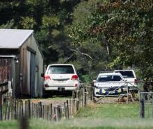 Police at the scene on Anzac Valley Rd in rural Waitākere. Photo: RNZ