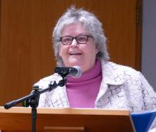 Grey Power South Otago president Gwynneth Butler speaks to the Clutha District Council during...