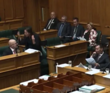 MP Julie Anne Genter stands over National's Matt Doocey in Parliament. Image: Parliament TV