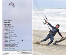 French tourist Clovis Eyraud uses Dunedin’s strong winds for wind surfing at Middle Beach...