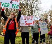NZ Blood Service employees picket for fair pay on Moorhouse Ave in Christchurch on Friday...