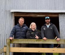 Southern sheep and beef farmers (from left) Matt McRae, Hannah Blakely and Nigel Woodhead shared...
