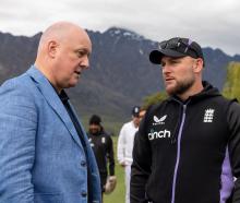 Prime Minister Christopher Luxon pictured with England cricket coach — and Arrowtown ratepayer —...
