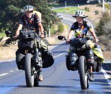 American cyclists Nivaun Rahne and Deborah Rigg pedal down Brighton Rd as they explore New...