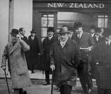 Edward, Prince of Wales leaves the New Zealand pavilion during an inspection of the British...
