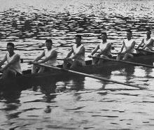 The New Zealand rowing eight which beat New South Wales. — Otago Witness, 3.3.1925 