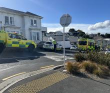 Emergency services at the scene of the crash this afternoon. Photo: Linda Robertson 