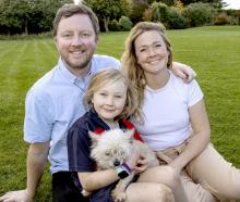 Sam Broughton, his wife Liz, daugher Elliott and Lev. Photo: Geoff Sloan