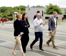 Selwyn MP Nicola Grigg with Education Minister Erica Stanford and Lincoln Primary principal Chris...