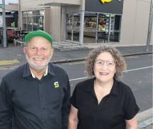 Gideon and Ros outside the Rangiora Subway franchise. PHOTO: JOHN COSGROVE