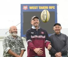 West Taieri Rugby Football Club stalwarts (from left) Brian Thomson, Craig Nichol and Bill Nichol...
