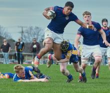 St Kevin’s No 8 Siu Fisipuna on the charge during College in Oamaru on Saturday. A preseason game...