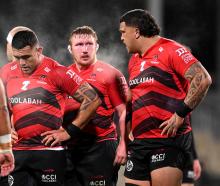 Crusaders front rowers Codie Taylor, Fletcher Newell and Tamaiti Williams. Photo: Getty Images