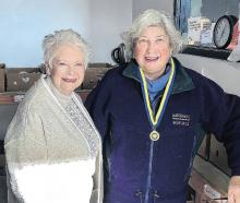 Rangiora Rotary Club president Helen Richards (left) presents Lorraine Brydon with this year’s...