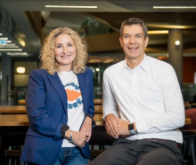 Stuff Group chief executive Sinead Boucher and TradeMe chief executive Anders Skoe. Photo:...