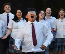 South Otago High School year 11 student Jared Gerida, 15, sings in front of his school choir...