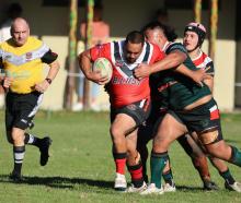 Riccarton's Rewi Williams carries strongly against Linwood. PHOTO: ABRAHAM ATHERTON PHOTOGRAPHY
