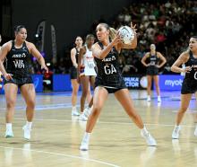 Martina Salmon of the SIlver Ferns looks for options during the final game of the Taini Jamison...