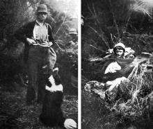 Mr Nathaniel Stevens and his dog, who found lost boy Stanley Morrison (right), who had been...