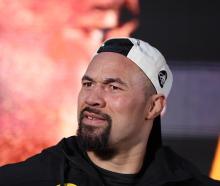 Joseph Parker during a weigh-in at Spitalfields Market, London before his fight with Fabio...