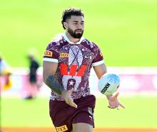 Jojo Fifita trains with the Queensland team ahead of his State of Origin debut tomorrow night....